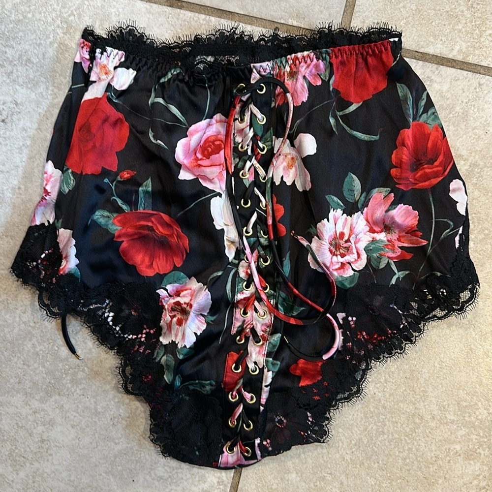 NWT! Victoria’s Secret Atelier Floral Satin High Rise Lace Up Panty S H… - Picture 5 of 7